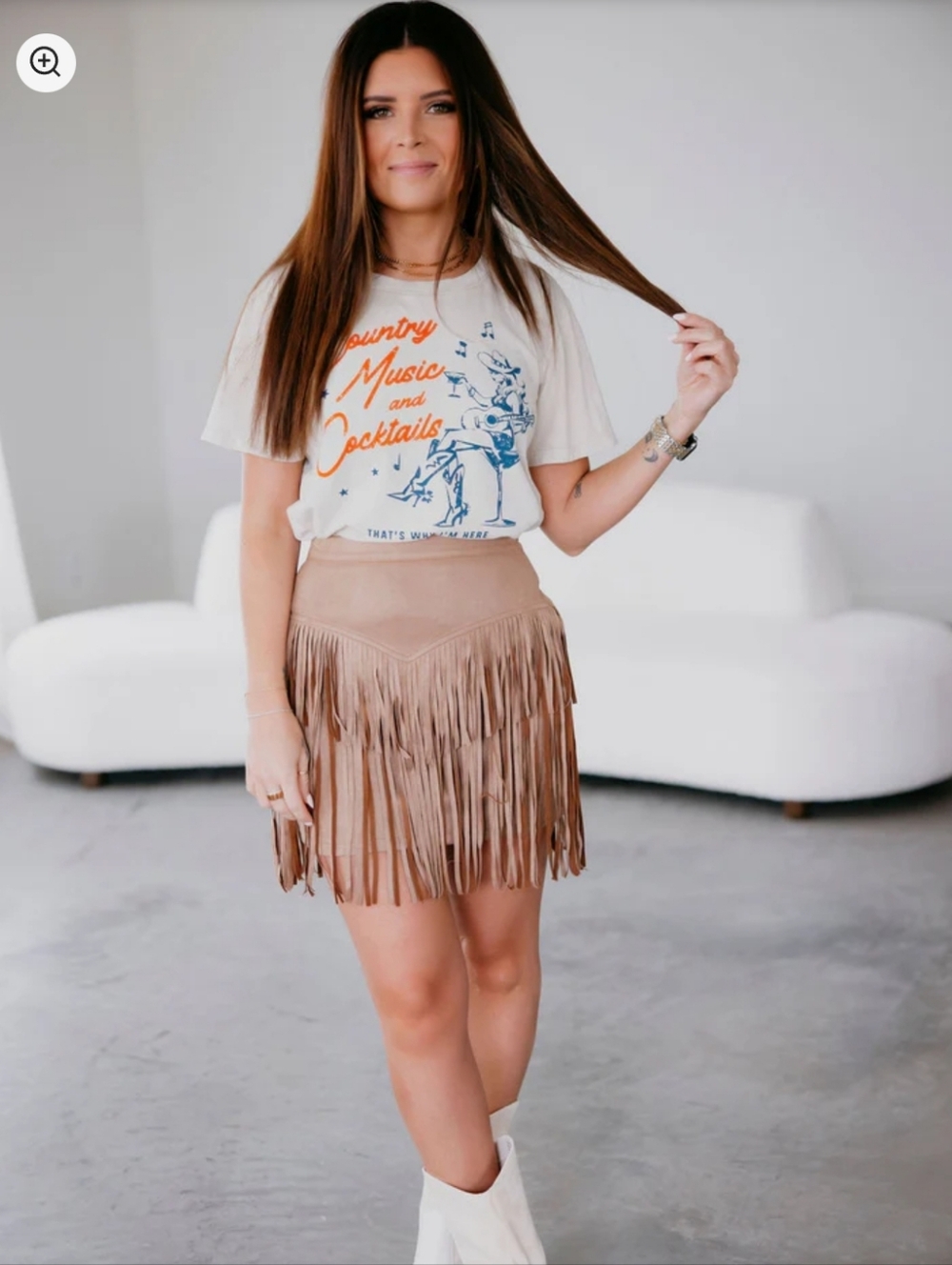 Boutique Fringe Suede Mini Skirt - Tan Medium
